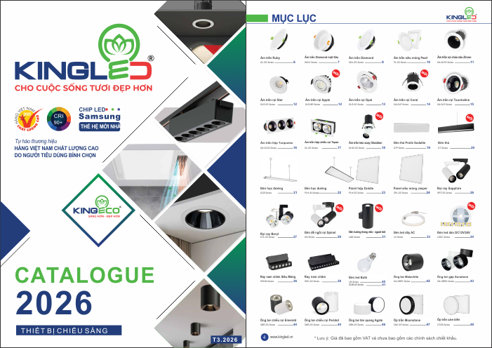 Catalogue thiết bị chiếu sáng Kingled 03.2026
